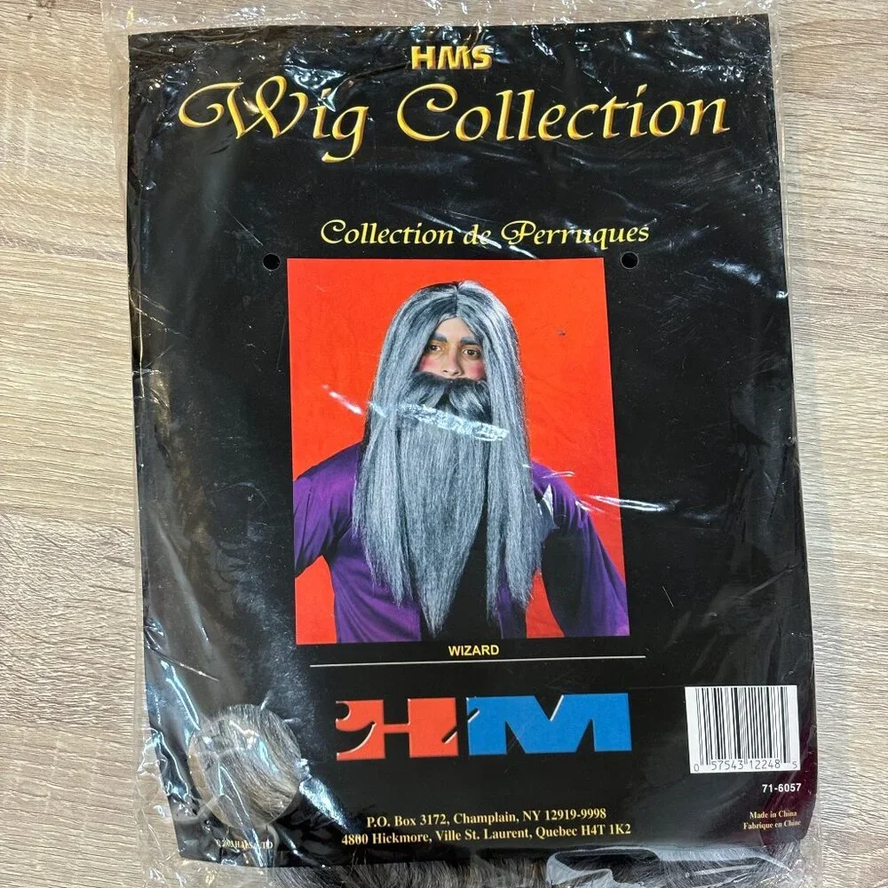 Wizard  Father Time Long Grey Wig and Beard Set NWT NOS
